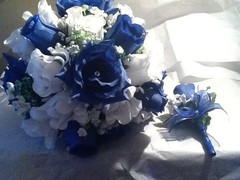 Royal Blue & White bridesmaid bouquet smaller than pictured