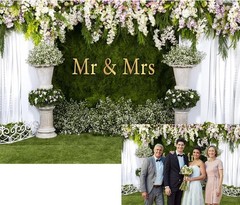 Customized 5x3ft Mr and Mrs Floral Background for Weddings & Celebrations