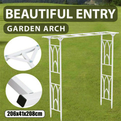 82″ Sturdy Metal Garden Arch Gothic Arbor Garden Trellis Climbing Plant Growing