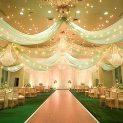 6 Panels Green Ceiling Drapes with 60″W x 240″L (Pack of 6), Sage