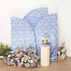 3 Satin Chiara Wedding Arch Backdrop with Floral Print STAND COVERS Set Party