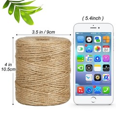 Tenn Well 656 Feet 3mm Jute Garden Twine Heavy Duty Natural Twine String for
