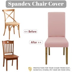 Stretch Chair Covers Set of for Dining Room Pack Washable Kitchen 4 Light Pink