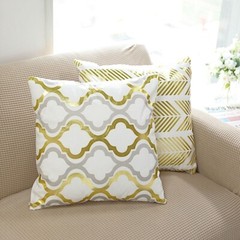 4 Square 18″ x 18″ White Velvet Throw Pillow Covers Gold Geometric Print Home