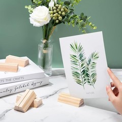 12 Pieces Wood Place Card Holders Trapezoidal Wooden Table 0.06 Inches,