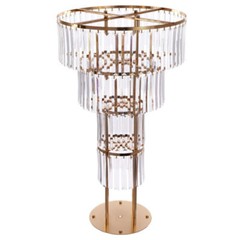 Gold Crystal Flower Stand Round Pedestal Stand Flower Stand for Wedding Decor