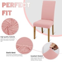 Stretch Chair Covers Set of for Dining Room Pack Washable Kitchen 4 Light Pink