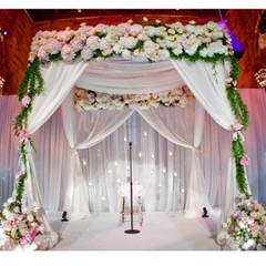 10ft Heavy Duty Wedding Ceremony Canopy Chuppah Backdrop Stand Kit Height Adjust