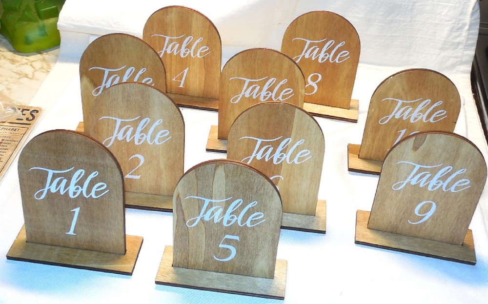 Table Number 1-10 Shower Wedding Party Family Reunions Wooden Natural 4″ by 3″