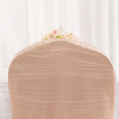 BEIGE Crinkle Crushed Taffeta Banquet CHAIR COVER Party Wedding Events Decor