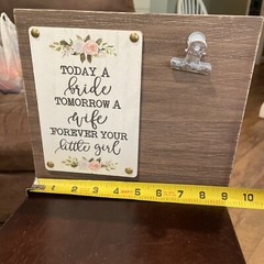 Photo Frame Bride Little Girl Daddy’s Wedding Day Gift Idea Brown Wood Clip