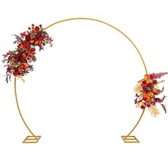 Suuwoee 8FT Balloon Arch Stand Round Backdrop Stand Circle Wedding Arch – Gold