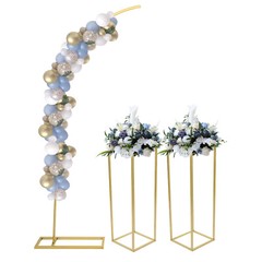 Ballon Arch Stand And 2 Wedding Flower Stands, Arch Backdrop Stand For Parties