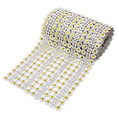 4.5 Inch x 2 Yards Sparkling Flower Shape Diamond Mesh Wrap Roll Faux Crystal
