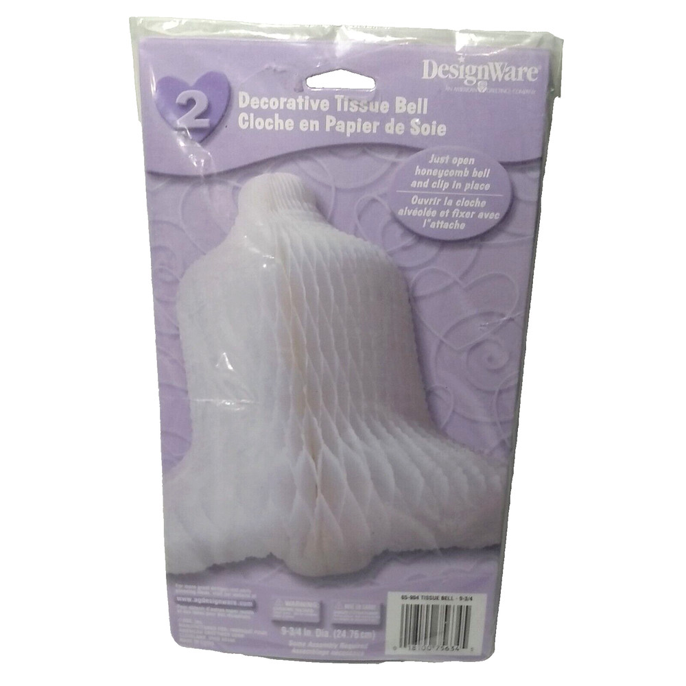 American Greetings 9 3/4″ Round White 2-Pack Honeycomb Tissue Bells NIP Vintage