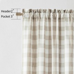 90 Inch Beige White Plaid Semi Sheer Curtains,Extra Long Textured Drapes for …