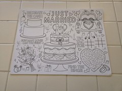 Wooden Tray with Wedding Coloring Sheets & Crayons