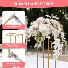 Flower Stand for Wedding Table 10x 31.5 in Tall Gold Metal Centerpieces Decor