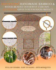 38 Strands Beaded Curtain for Doorways -35.4″x79″- Handmade Natural Beaded Cu…