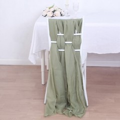 5 DUSTY SAGE Premium Chiffon Wide CHAIR SASHES Wedding Party Reception