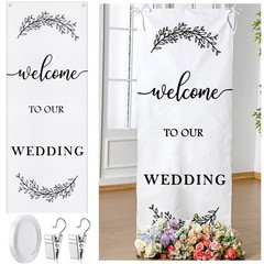 Yousoontic Welcome to Our Wedding Linen Rustic Wedding Welcome Banner Plain C…