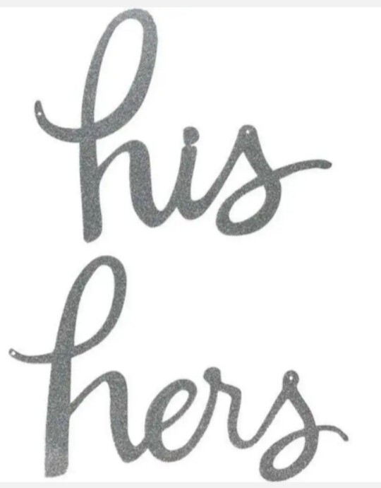 NEW Kate Spade New York Silver Glitter “His Hers” Bridal Chair Signs