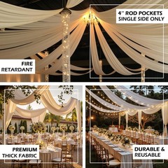 Party Village 4 Panels 5ftx30ft Ivory Ceiling 60″W x 360″L (Pack of 4),