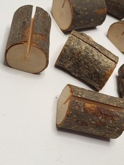 10 Rustic Primitive Wood Log Wedding Place Card Photo Memo Number Recipe Holder