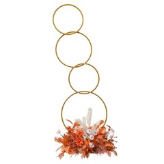 5.02ft High Metal Square Pillar Flower Stand, Gold Arch Stand With 4-tier