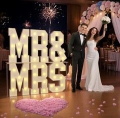 Mr & Mrs Sign Marquee Letters 2FT for Wedding Decor – Light Up DIY Kit
