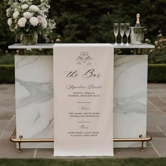 Minimalist Dessert Table Decor Fabric Wedding Bar Menu Banner