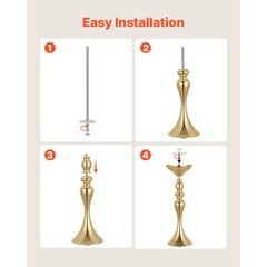 Uimoso 16 PCS Wedding Flower Vase 15in Tall Crystal Table Centerpieces Gold
