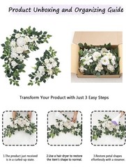 BMQDSM Wedding Arch Flowers Artificial Floral Swag Set White Green 2PCS