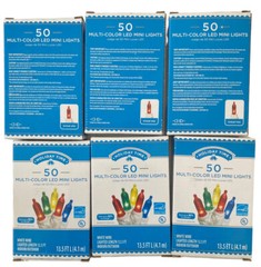 Holiday Time 50 LED Multi-Color Mini Lights. Save Energy White Wire. Lot Of 6