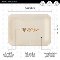 Mr. and Mrs. Disposable Wedding Plates – Rustic, Compostable Alternative t