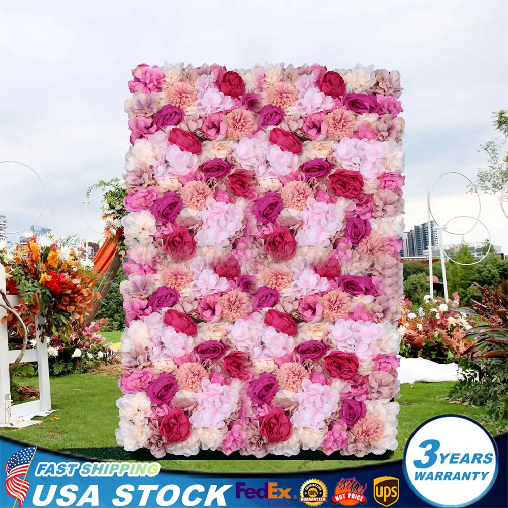 6Pcs Artificial Flower Wall Panel Wedding Backdrop Event Party Flower Wall Panel