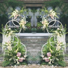 2pcs A set Round Wedding Arch Backdrop Rings Loops Flower Balloon Lawn R G1N