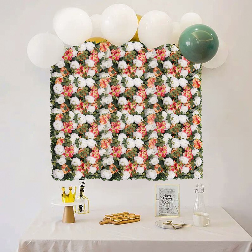 6*Artificial Flower Wall Panel Faux Rose Panel Wedding Backdrop Venue Decoration