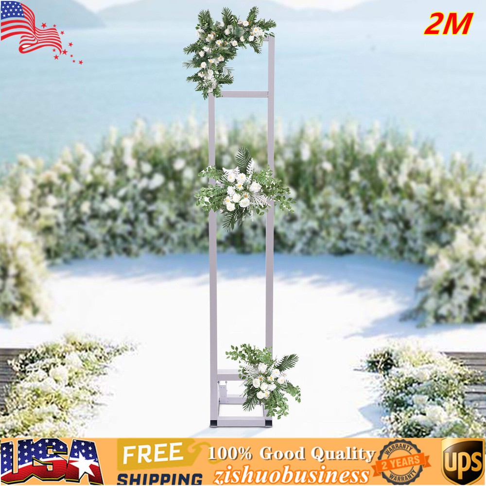 2m Iron Adjustable Height Wedding Arch Backdrop Stand Garden Arbor Frame