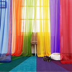 6 Piece Rainbow Sheer Window Panel Colorful Backdrop Bright Curtains Set for …
