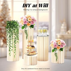 DIY Accordion Cylinder Cardboard Folding Pillar Pedestal Box 5PCS Large