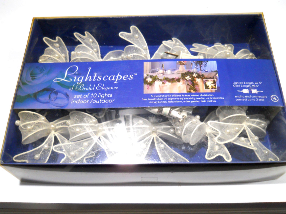 Lightscapes of Bridal Elegance Set of 10 lights -Bows w/ tiny pearls- NIB