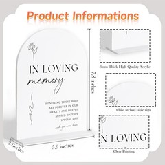 White Acrylic In Loving Memory Wedding Sign Table Centerpiece Decor