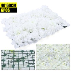 6Pcs Artificial Flower Wall Panel Backdrop Wedding Party Background Venue Decor