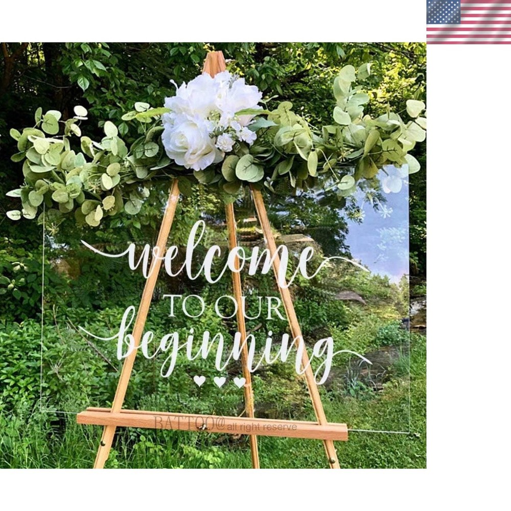 Personalized White Wedding Ceremony Decal – Eco-Friendly Vinyl Sign 20″