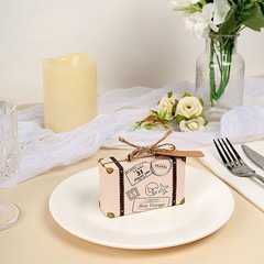24 Light Brown Mini Suitcase Design Favor Boxes with Tags Party Events Supplies