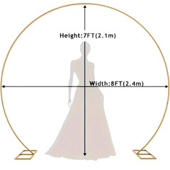 84 In. Gold Metal Circle Wedding Arch Frame Backdrop Trellis for Weddings, Valen