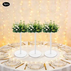 4*Wedding Flower Stand,White Wedding Table Centerpieces,40cm Metal Flower Holder