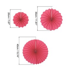 12Pcs Hanging Paper Fans Party Set Decoration for Birthday,Wedding Rose Red
