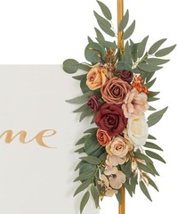 Wedding Arch Flowers Set of 2 Flower Swag Arrangements Burnt Orange Wedding